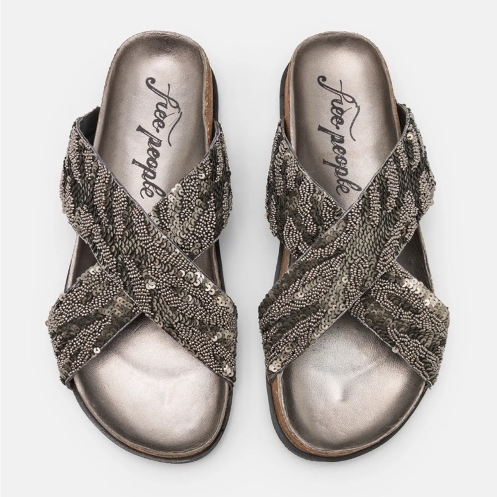 Free People Moon Child Embellished Sandals Gray Size EU 38